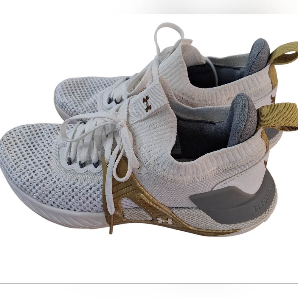Under Armour Project Rock Sneakers Womens Size 7.5 White/ Gold